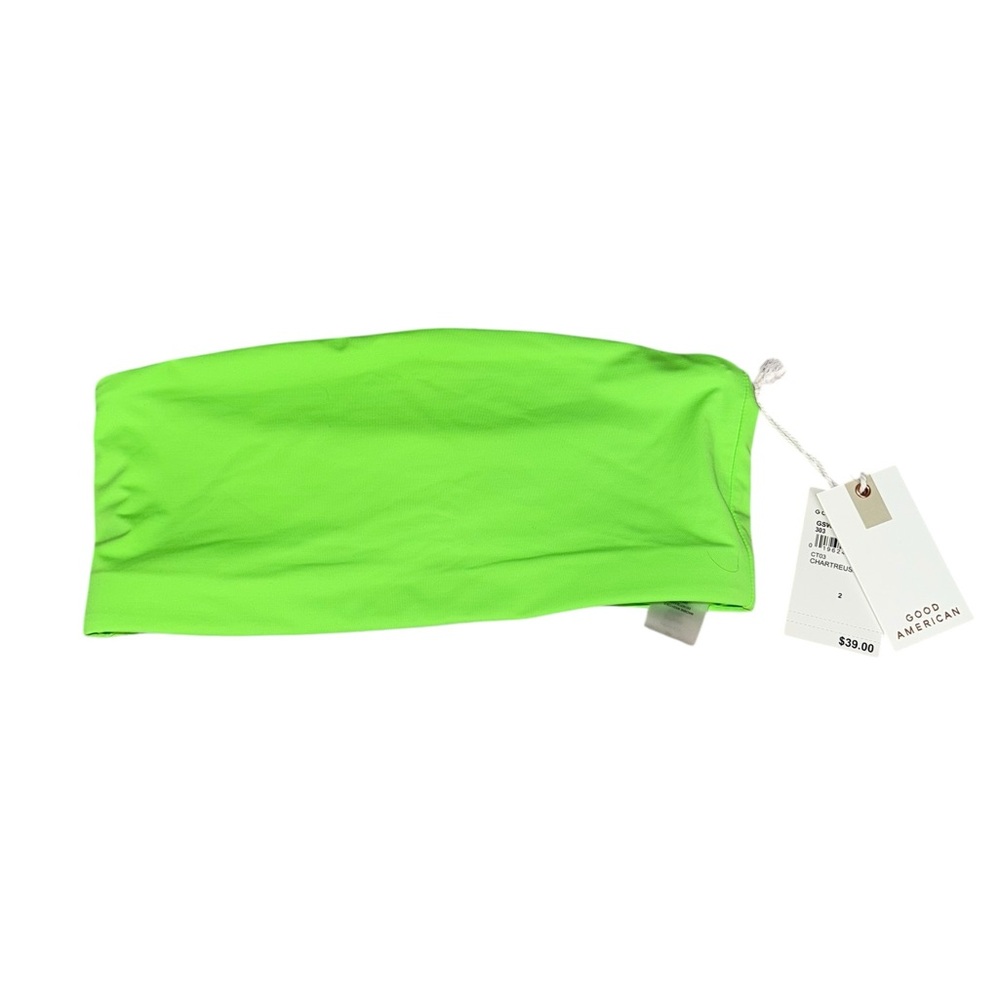NWT Good American Neon Green Swim Tube Top Size 2